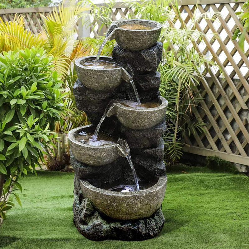 Shinerfier Resin High Outdoor Water Fountain with Light Wayfair